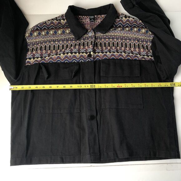 Emery Rose Women’s Tapestry Top Portion Black Crop Jacket Size XL - Picture 4 of 13